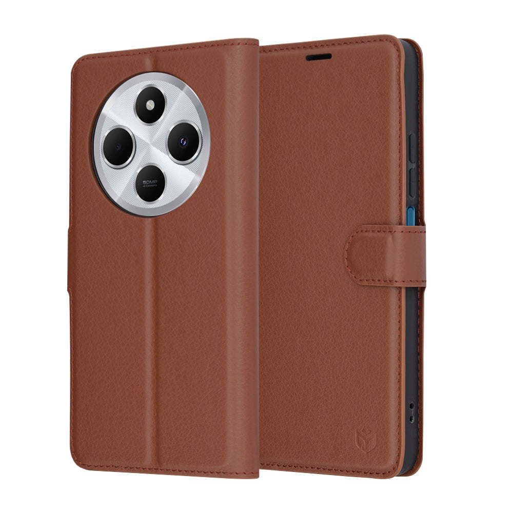 Futrola za Xiaomi Poco C75 / Redmi 14C, Techsuit, Kožna Folio, Smeđa