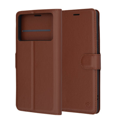 Futrola za Xiaomi Poco F6 Pro, Techsuit, Kožna Folio, Smeđa