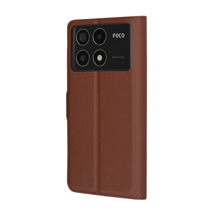 Futrola za Xiaomi Poco F6 Pro, Techsuit, Kožna Folio, Smeđa