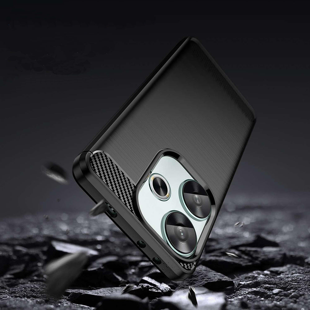 Maska za Xiaomi Poco F6, Techsuit, Karbon, Crna