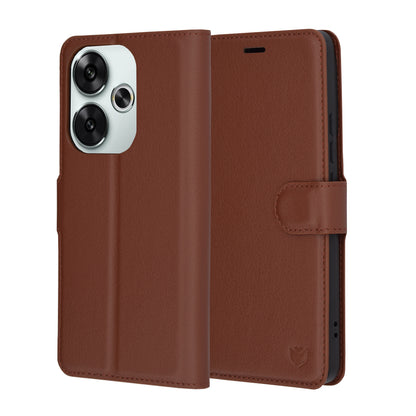 Futrola za Xiaomi Poco F6, Techsuit, Kožna Folio, Smeđa