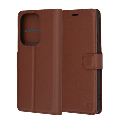 Futrola za Xiaomi Poco F6, Techsuit, Kožna Folio, Smeđa