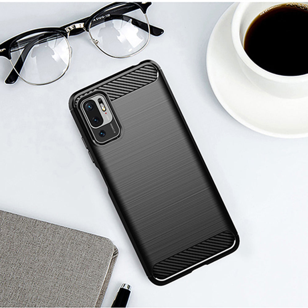 Maska za Xiaomi Poco M3 Pro 5G / Redmi Note 10 5G, Techsuit, Karbon, Crna