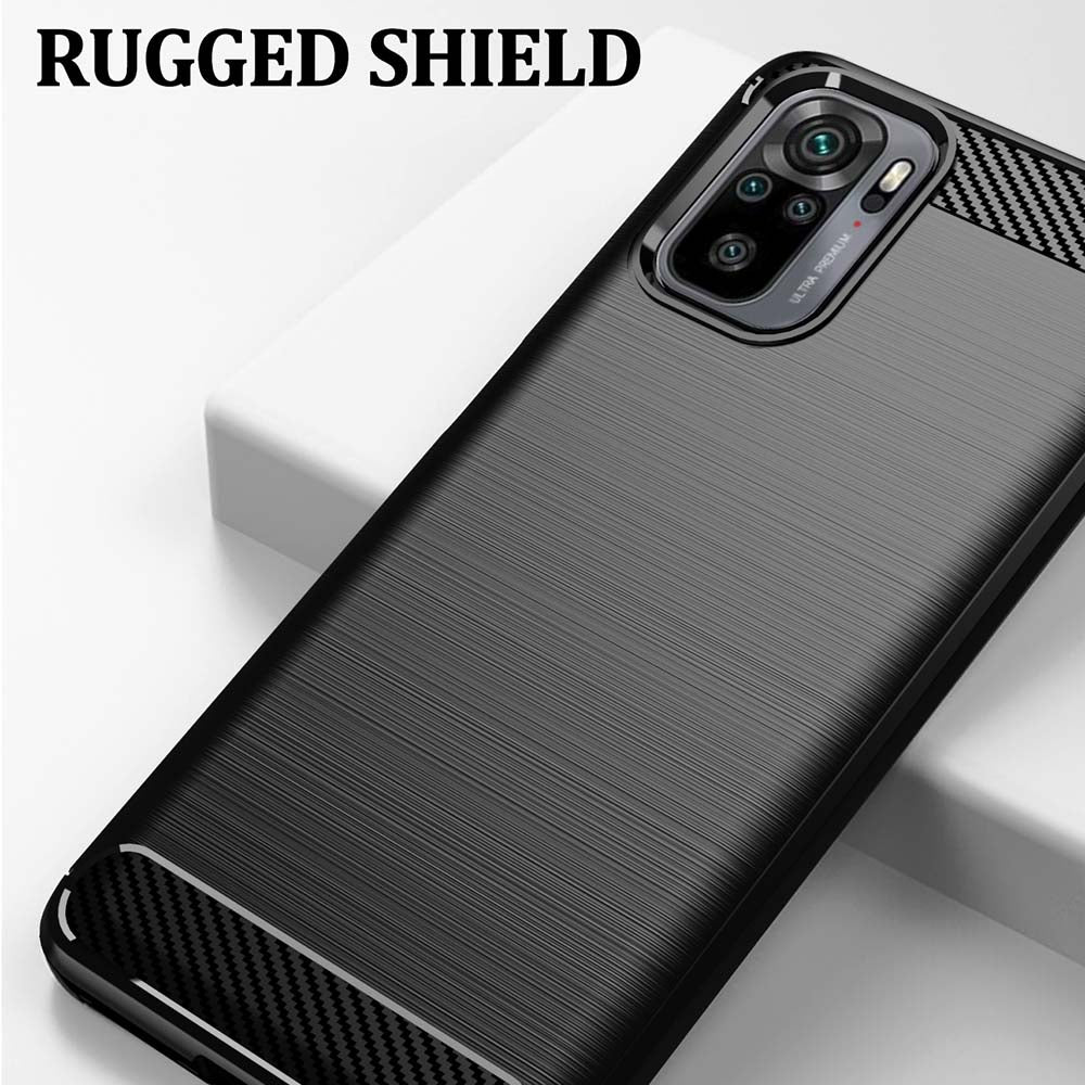 Maska za Xiaomi Poco M5s / Redmi Note 10S / Note 10, Techsuit, Karbon, Crna