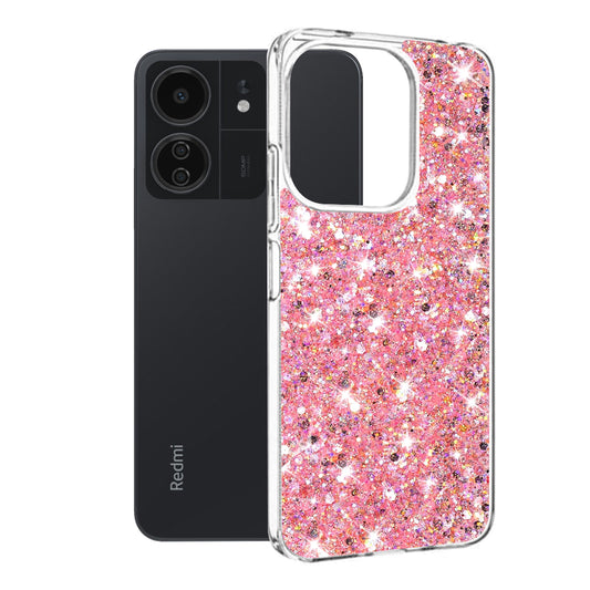 Futrola za Xiaomi Poco M6 / C65 / Redmi 13C 5G / 13C, Techsuit, Sparkly Glitter, Roza