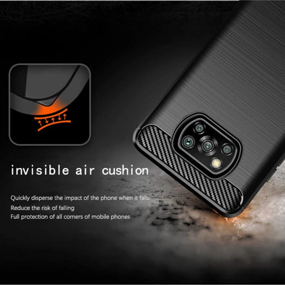 Maska za Xiaomi Poco X3 Pro / X3 NFC / X3, Techsuit, Karbon, Crna