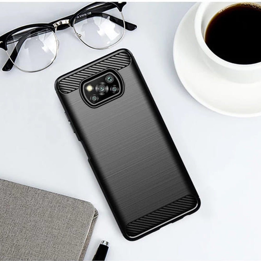 Maska za Xiaomi Poco X3 Pro / X3 NFC / X3, Techsuit, Karbon, Crna