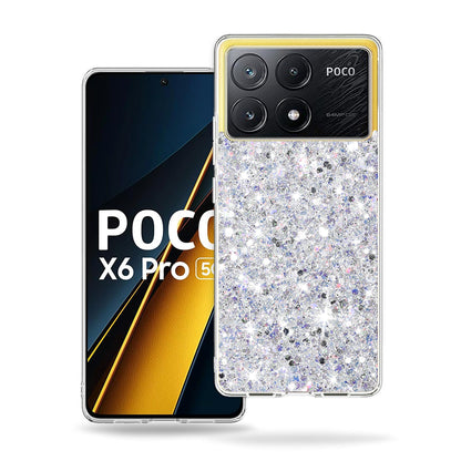 Maska za Xiaomi Poco X6 Pro, Techsuit, Sjajni Glitter, Bijela