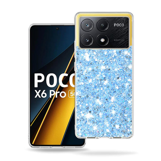 Maska za Xiaomi Poco X6 Pro, Techsuit, Sjajni Glitter, Plava