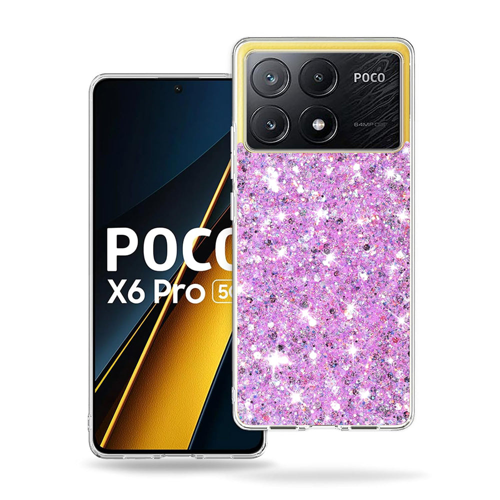 Maska za Xiaomi Poco X6 Pro, Techsuit, Sjajni Glitter, Magenta