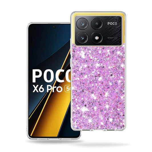 Maska za Xiaomi Poco X6 Pro, Techsuit, Sjajni Glitter, Magenta