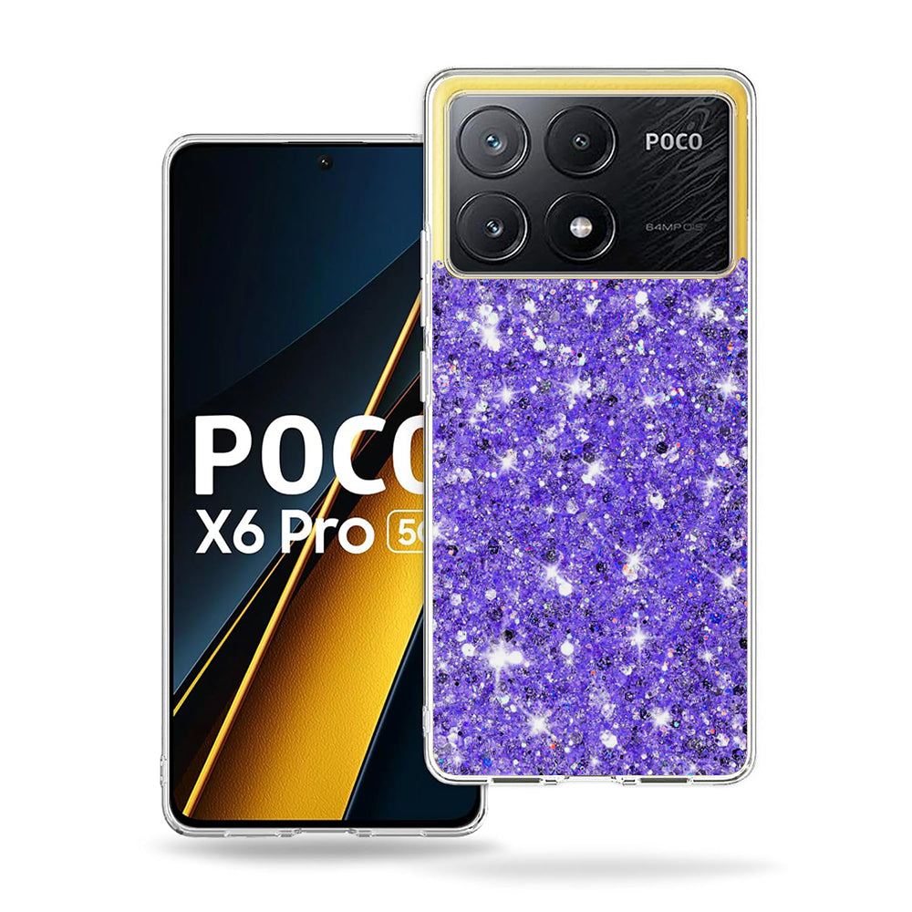 Maska za Xiaomi Poco X6 Pro, Techsuit, Sjajni Glitter, Ljubičasta