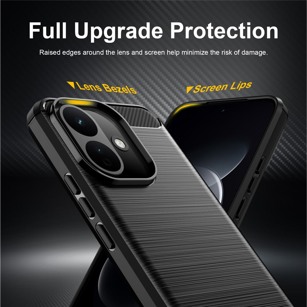 Maska za Xiaomi Redmi 17C 5G, Techsuit, Karbon, Crna