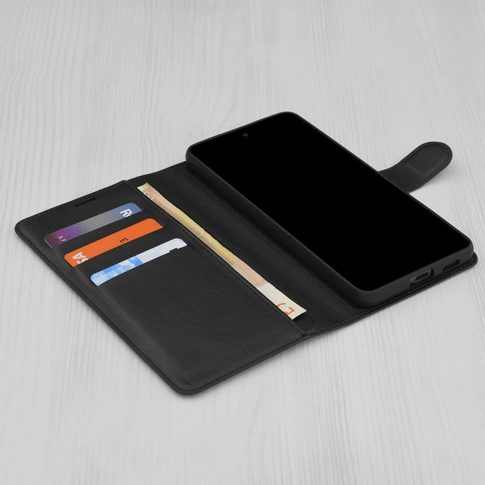 Futrola za Xiaomi Redmi Note 14 Pro+ 5G / Note 14 Pro 5G / Poco X7, Techsuit, Kožna Folio, Crna