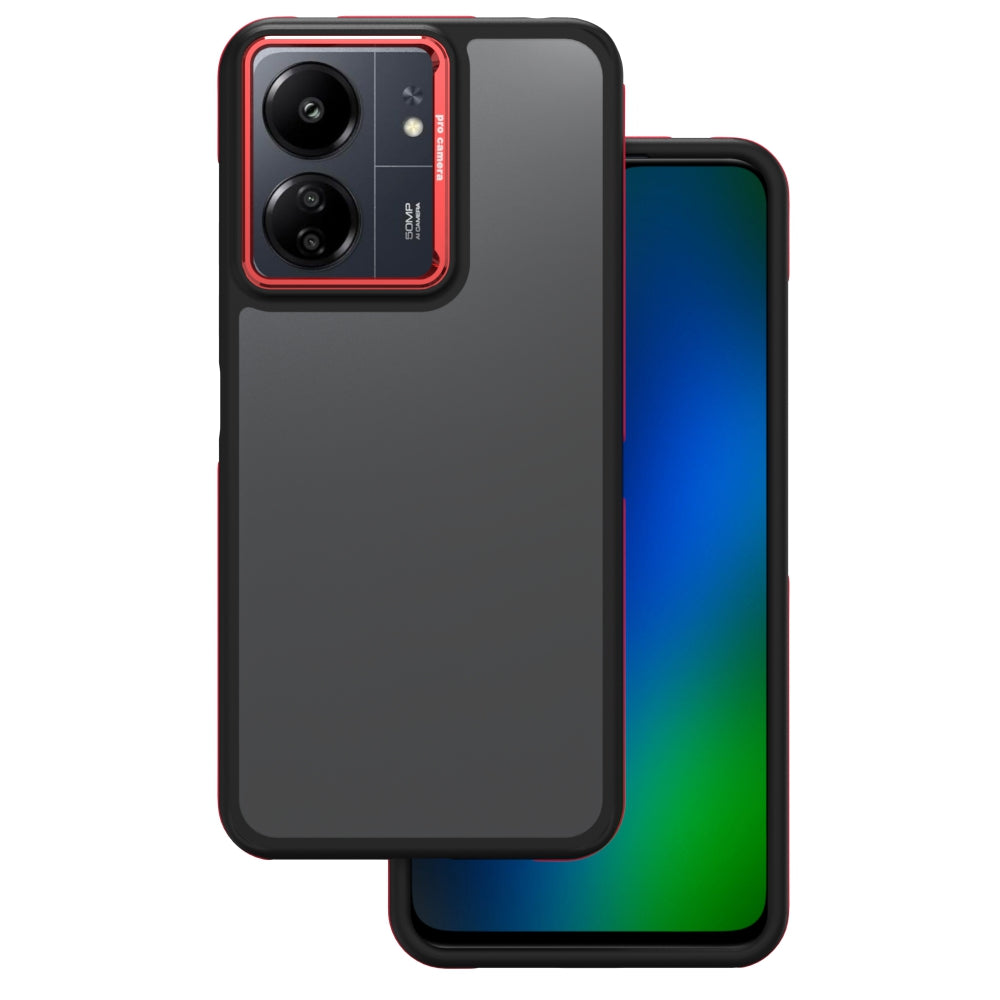 Maska za Xiaomi Poco M6 / Redmi 13C 5G, OEM, Crystal Black, Crvena