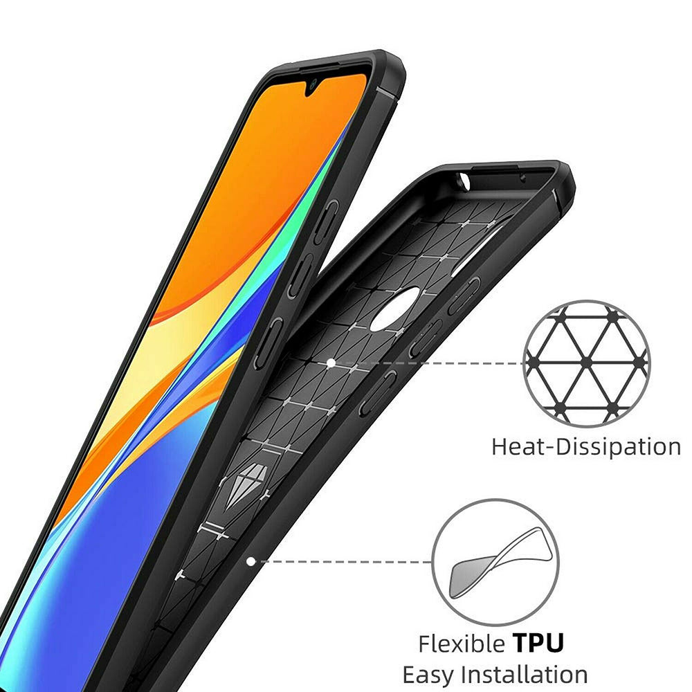 Maska za Xiaomi Redmi 9C NFC / 9C, Techsuit, Karbon, Crna
