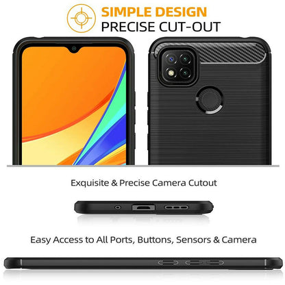 Maska za Xiaomi Redmi 9C NFC / 9C, Techsuit, Karbon, Crna