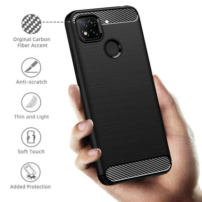 Maska za Xiaomi Redmi 9C NFC / 9C, Techsuit, Karbon, Crna