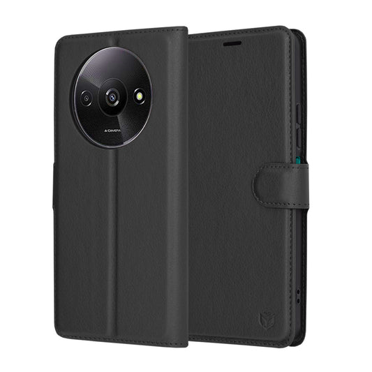 Futrola za Xiaomi Redmi A3x / A3, Techsuit, Kožna Folio, Crna
