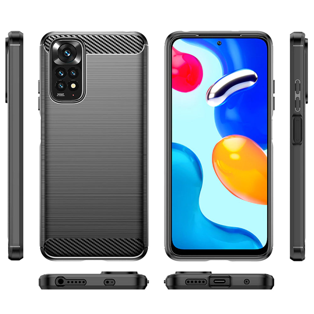 Maska za Xiaomi Redmi Note 11S / Note 11, Techsuit, Karbon, Crna