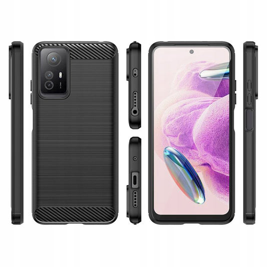Maska za Xiaomi Redmi Note 12S, Techsuit, Karbon, Crna