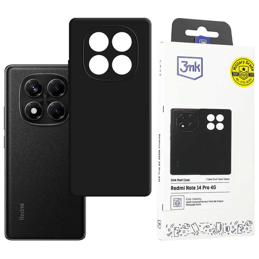 Maska za Xiaomi Redmi Note 14 Pro 4G, 3MK, Crna Mat