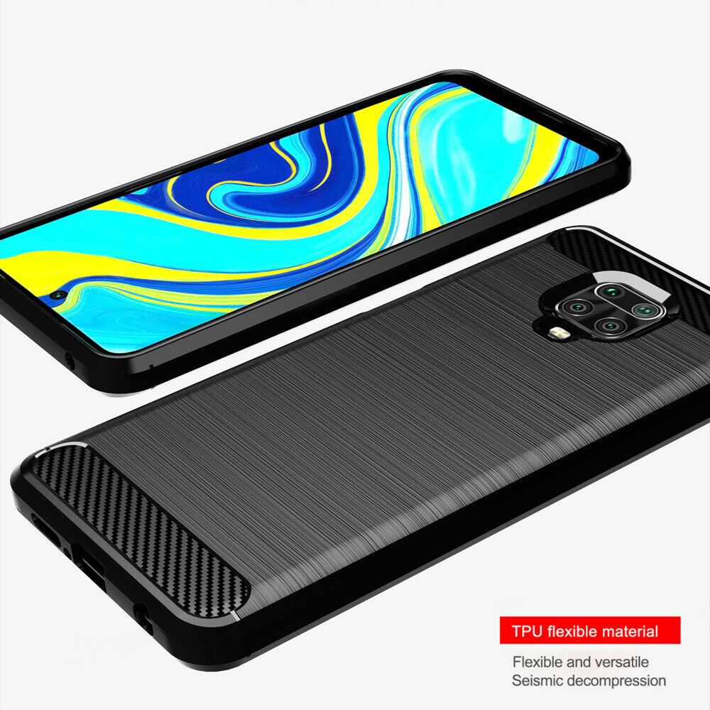 Maska za Xiaomi Redmi Note 9S / Note 9 Pro / Note 9 Pro Max, Techsuit, Karbon, Crna