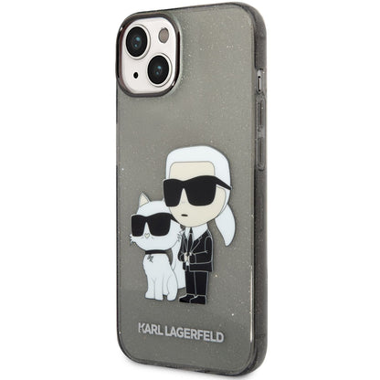 Maska za Apple iPhone 14 Plus, Karl Lagerfeld, IML Glitter Karl and Choupette NFT, Crna