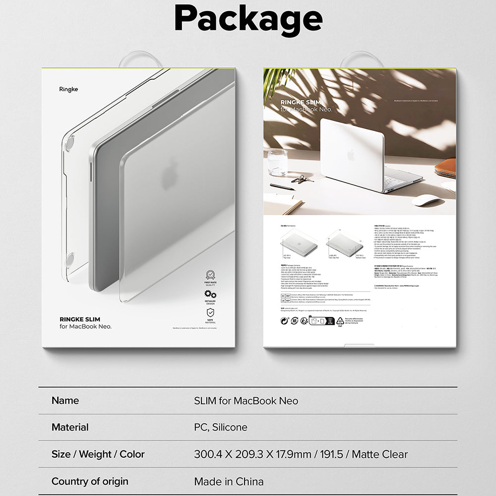 Ringke Slim maska za Apple MacBook Neo 13 inča, mat prozirna.