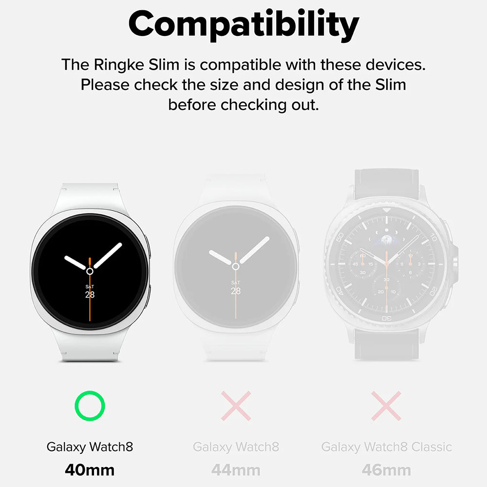 Ringke Slim kućište za Samsung Galaxy Watch8 40mm, Set 2 komada, Mat Crna