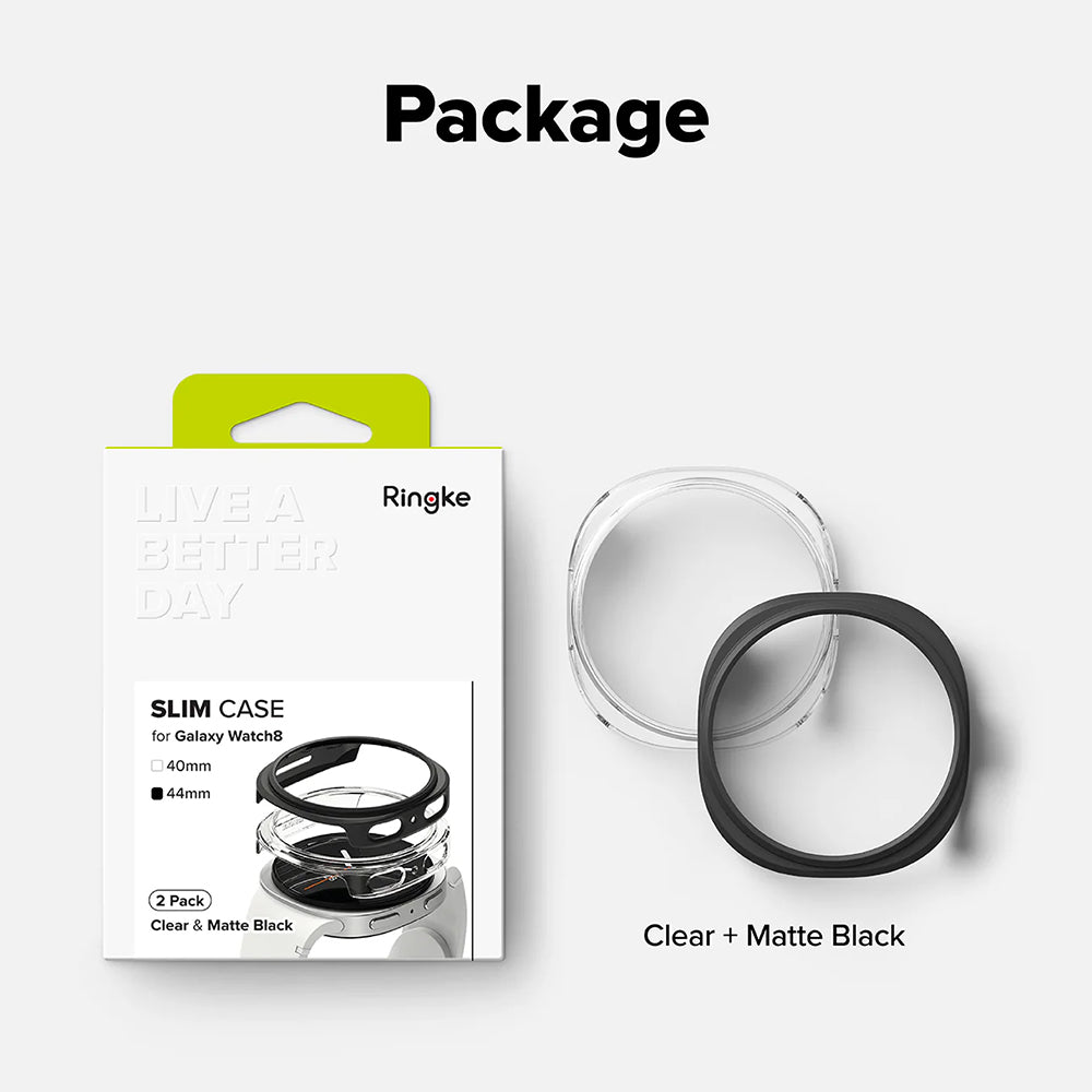 Ringke Slim maska za Samsung Galaxy Watch8 44mm, Set 2 komada, Crna Mat