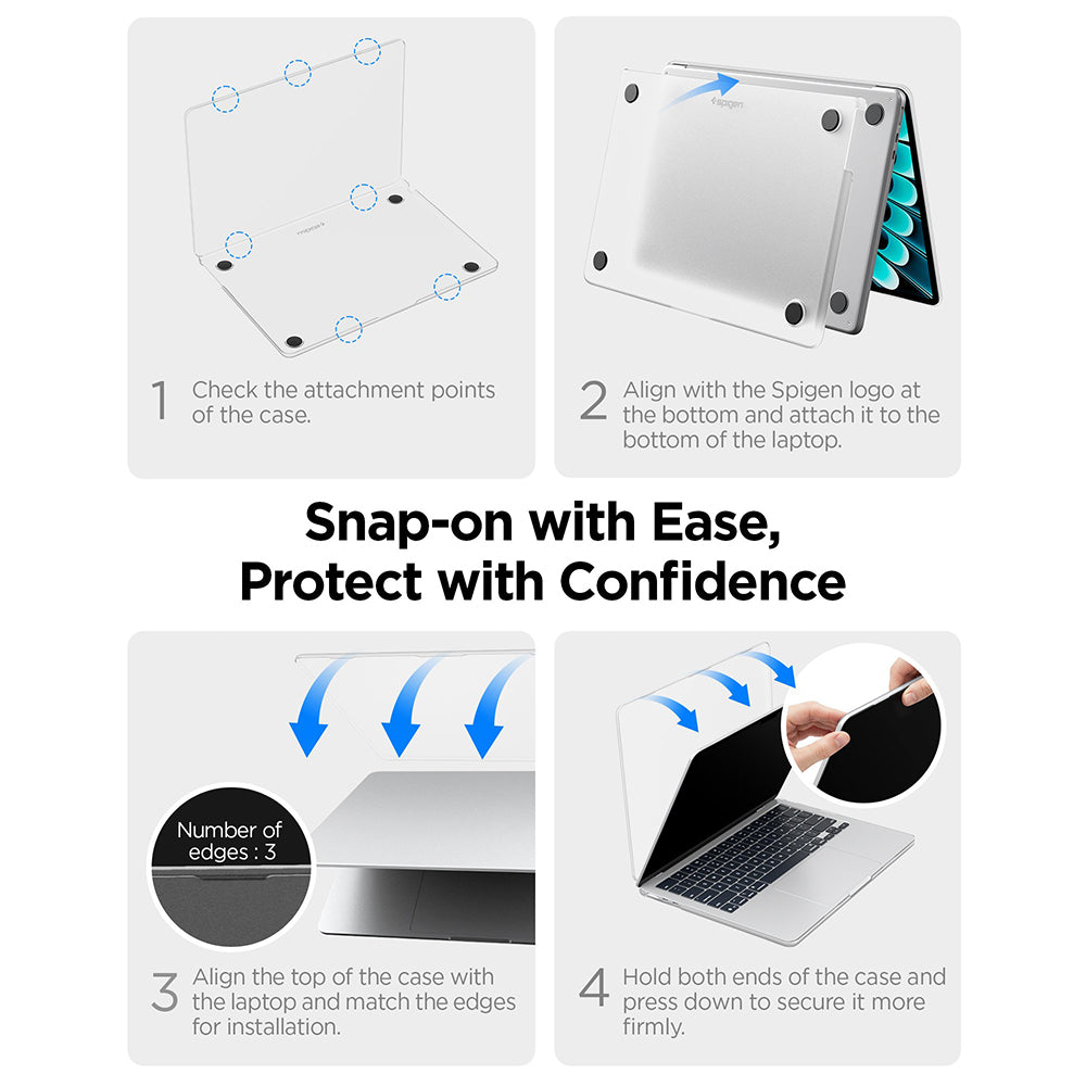 Spigen Airskin futrola za Apple MacBook Air 13inch (2026) / (2025) / (2024) / (2022), Prozirna Satenska ACS11530