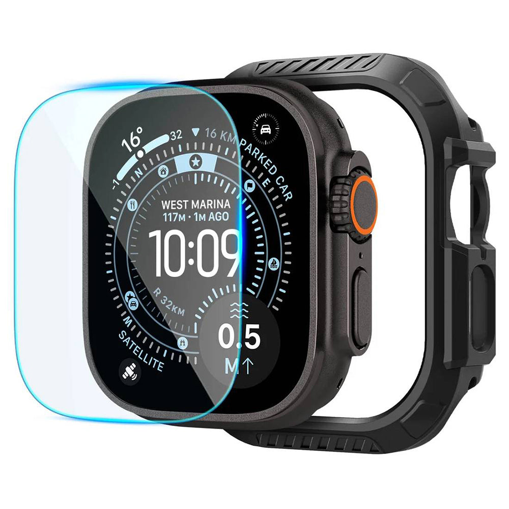 Maska Spigen Lock Fit sa zaštitom za zaslon za Apple Watch Ultra Series, crna ACS12054