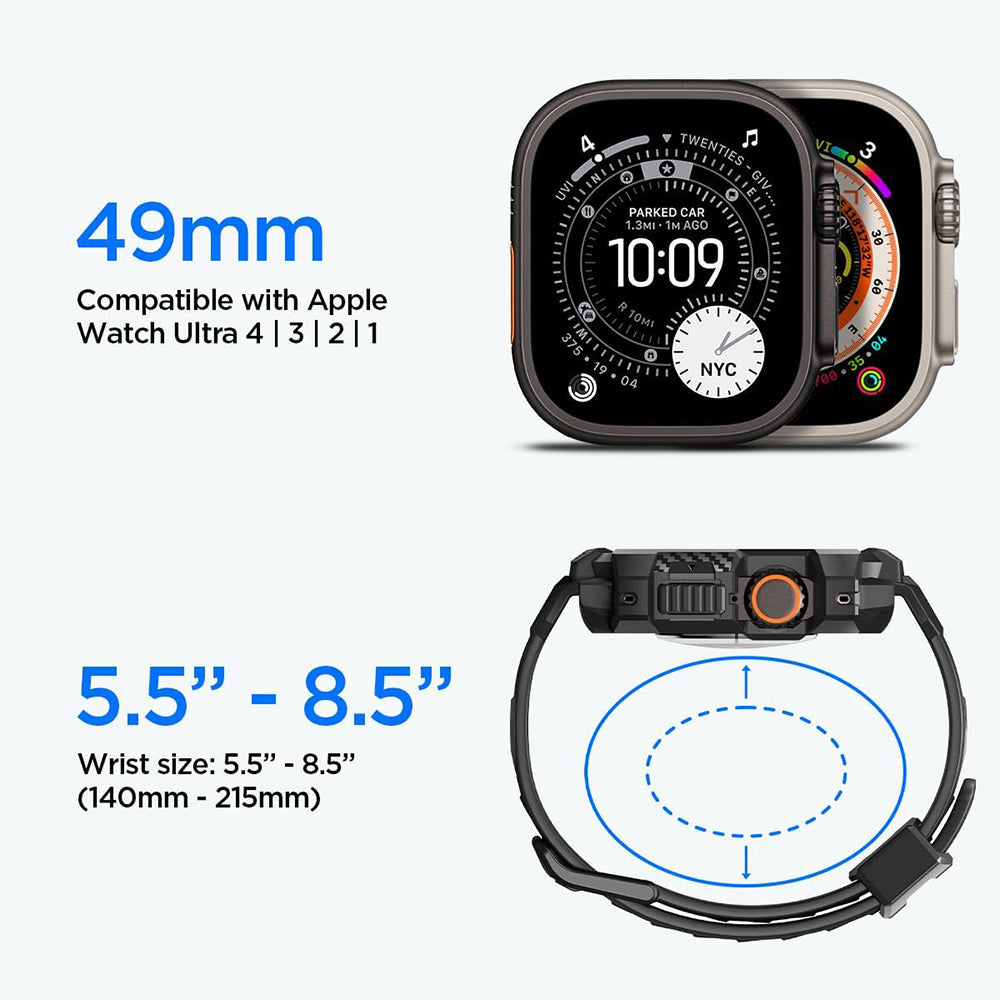 Spigen Rugged Armor Pro maska sa zaštitom zaslona za Apple Watch Ultra Series, crna ACS12053