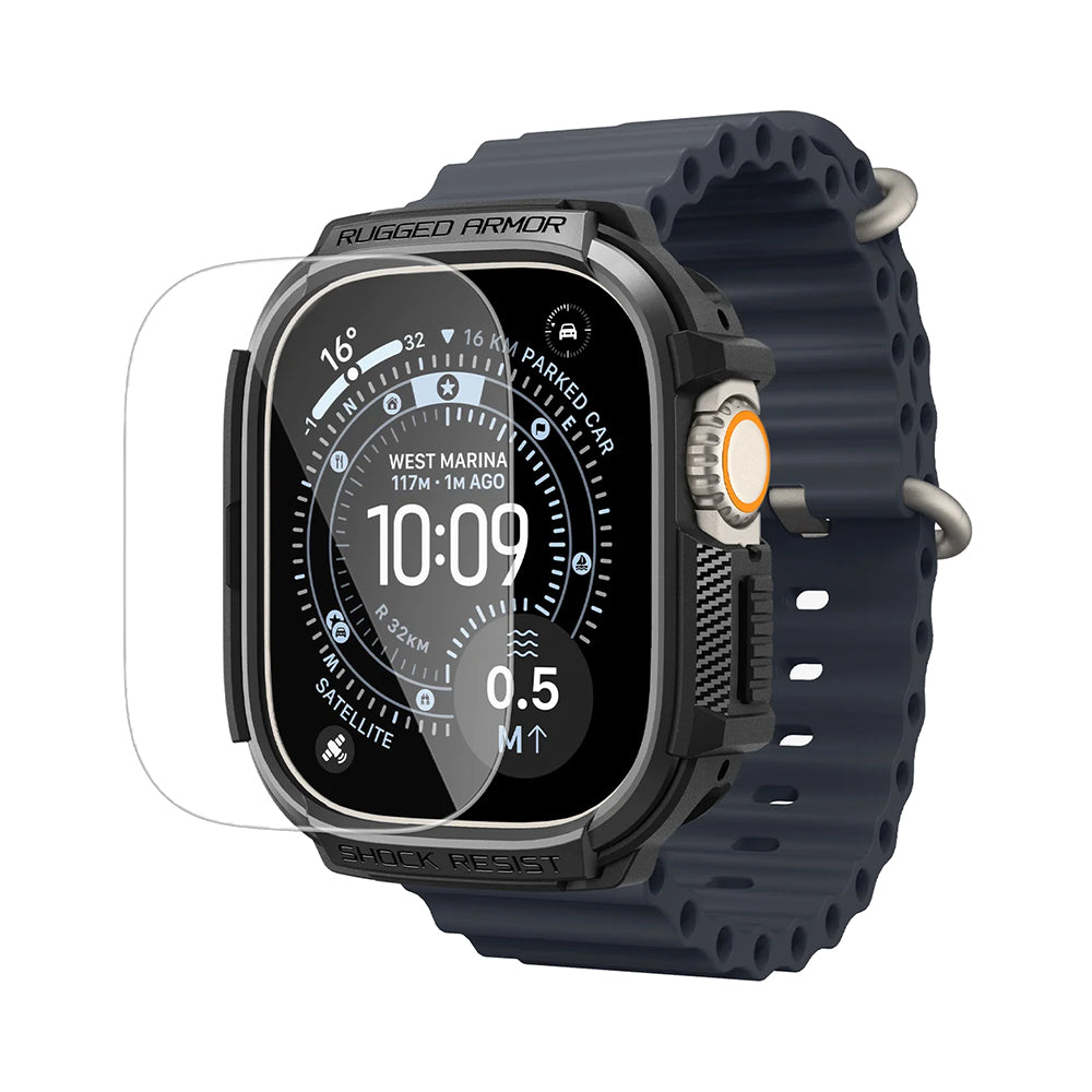 Spigen Rugged Armor futrola sa zaštitnikom ekrana za Apple Watch Ultra Series, Crna ACS11414