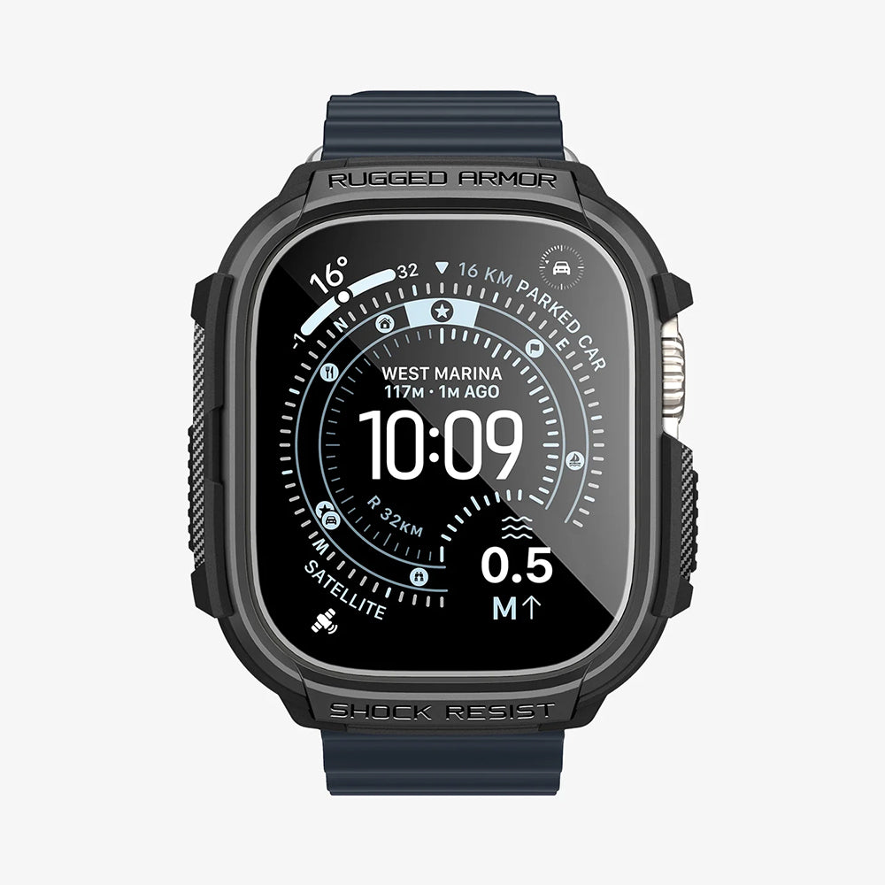 Spigen Rugged Armor futrola sa zaštitnikom ekrana za Apple Watch Ultra Series, Crna ACS11414