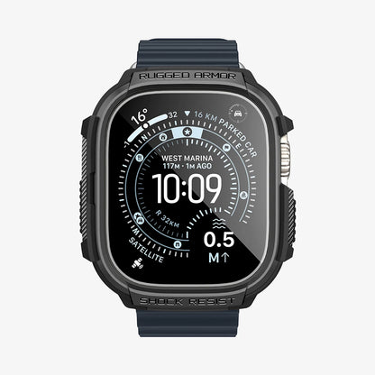 Spigen Rugged Armor futrola sa zaštitnikom ekrana za Apple Watch Ultra Series, Crna ACS11414