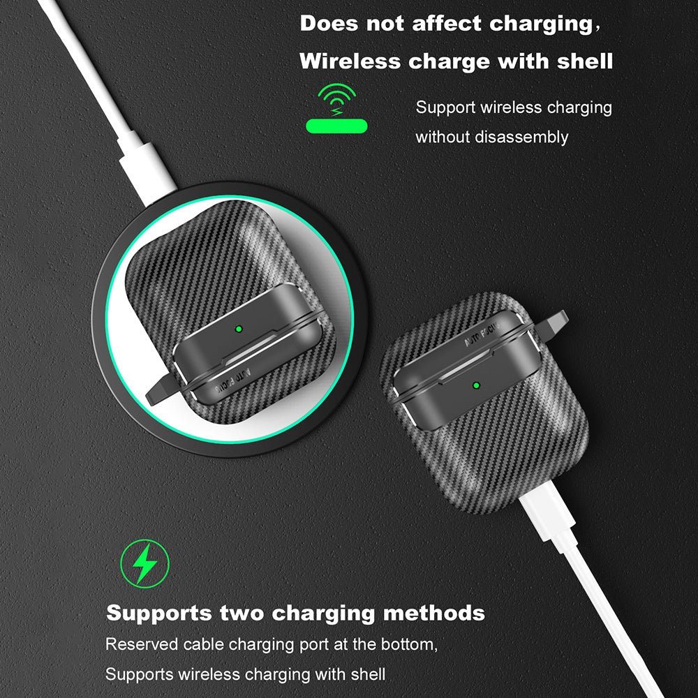 Techsuit CarbonFiber futrola za Apple AirPods Gen 2 / Gen 1, Crna