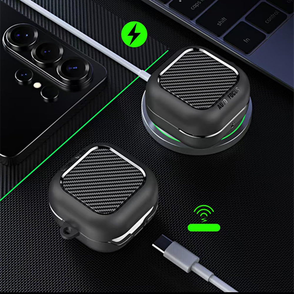 Techsuit CarbonFiber futrola za Samsung Galaxy Buds4 / Buds4 Pro, Crna