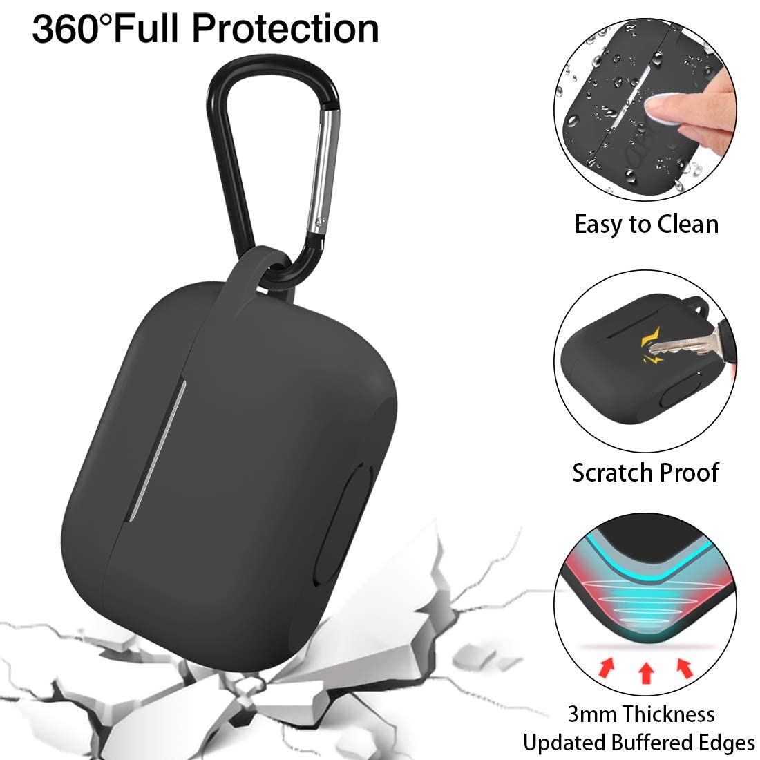 Techsuit silikonska futrola za Apple AirPods Pro seriju, crna