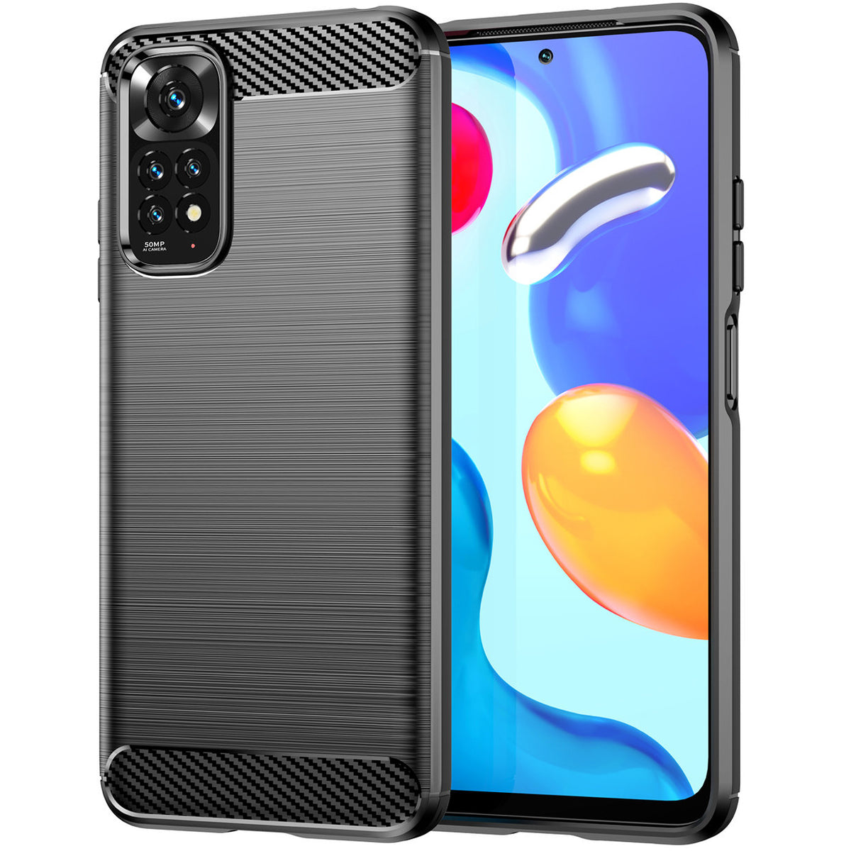 Maska za Xiaomi Redmi Note 11S / Note 11, Karbon, Crna