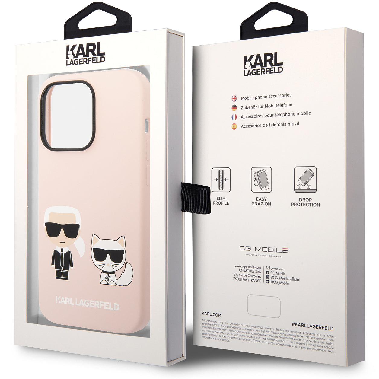 MagSafe futrola za Apple iPhone 14 Pro, Karl Lagerfeld, silikonsko tijelo Karl & Choupette, roza