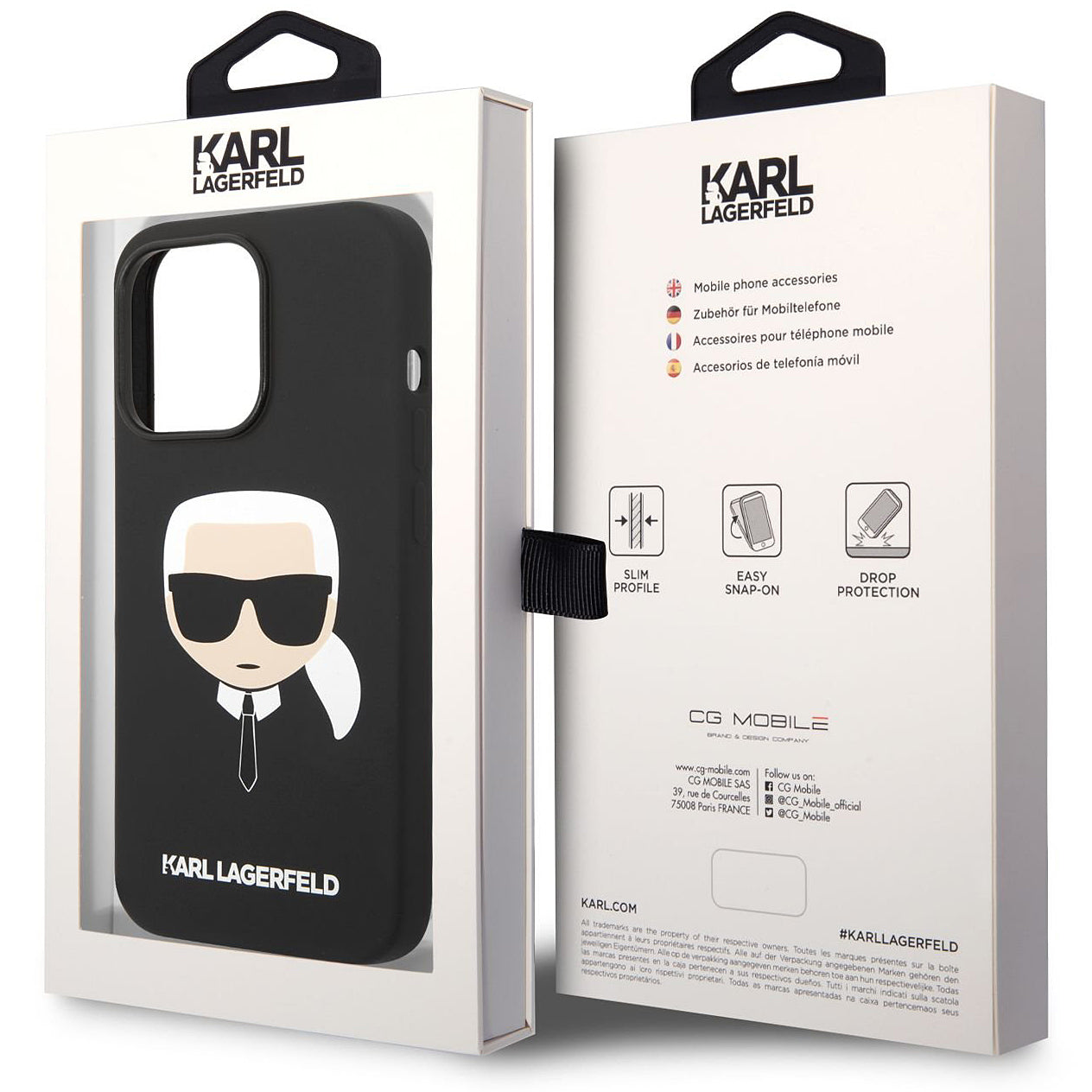 MagSafe futrola za Apple iPhone 14 Pro, Karl Lagerfeld, Silicone Karl Head, Crna