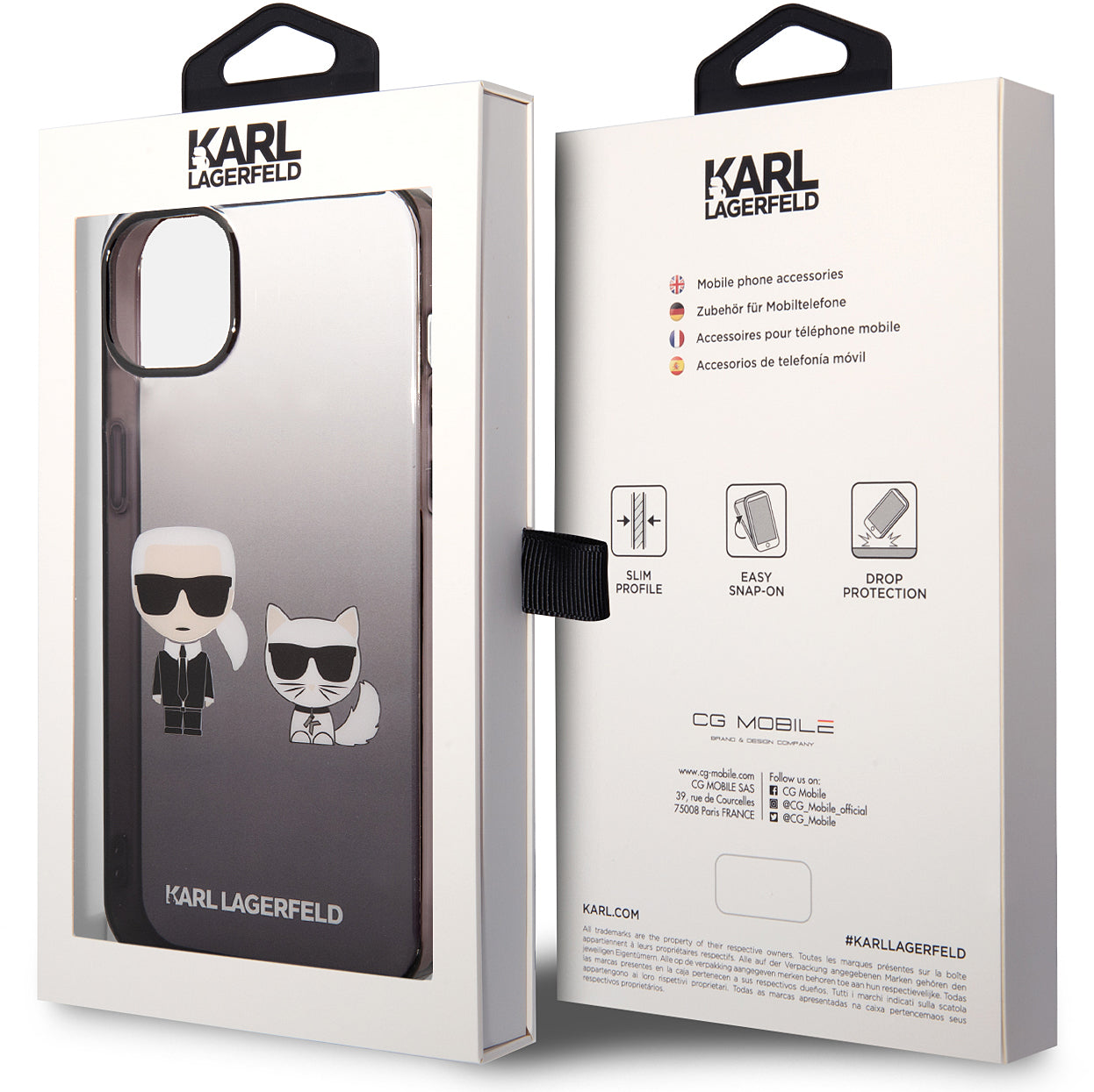 Futrola za Apple iPhone 14 Plus, Karl Lagerfeld, Gradient Karl & Choupette, Crna