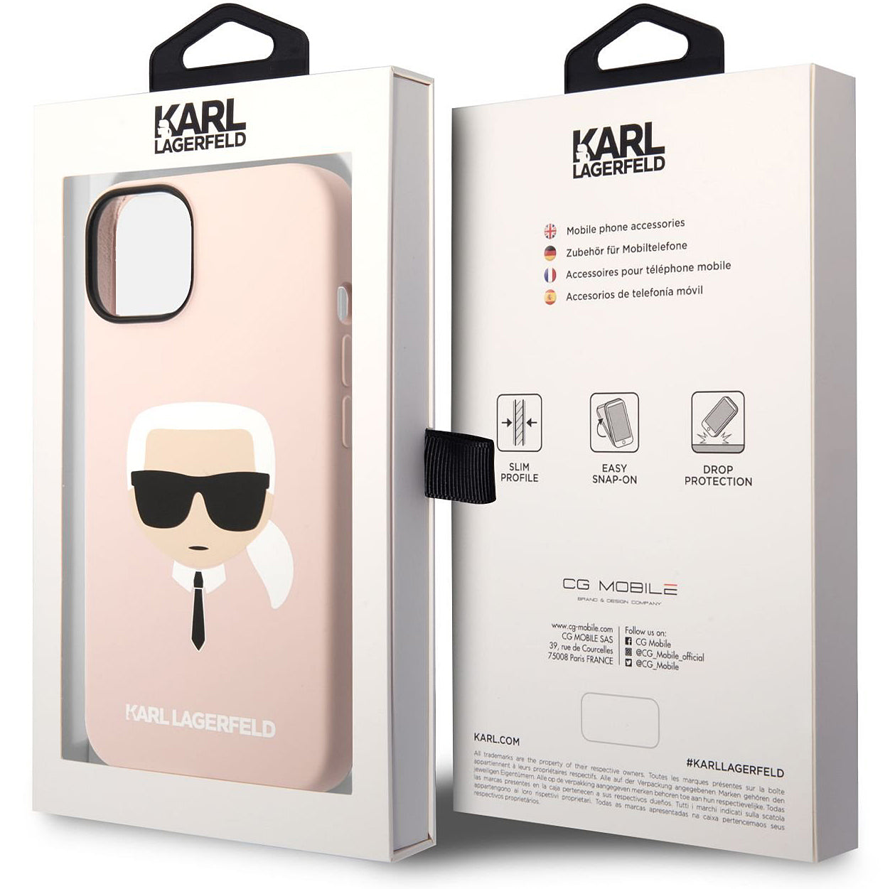 Futrola za Apple iPhone 14 Plus, Karl Lagerfeld, Silikonska Karl's Head, Roza
