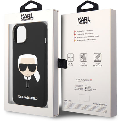 Futrola za Apple iPhone 14 Plus, Karl Lagerfeld, Silikonska Karl's Head, Crna