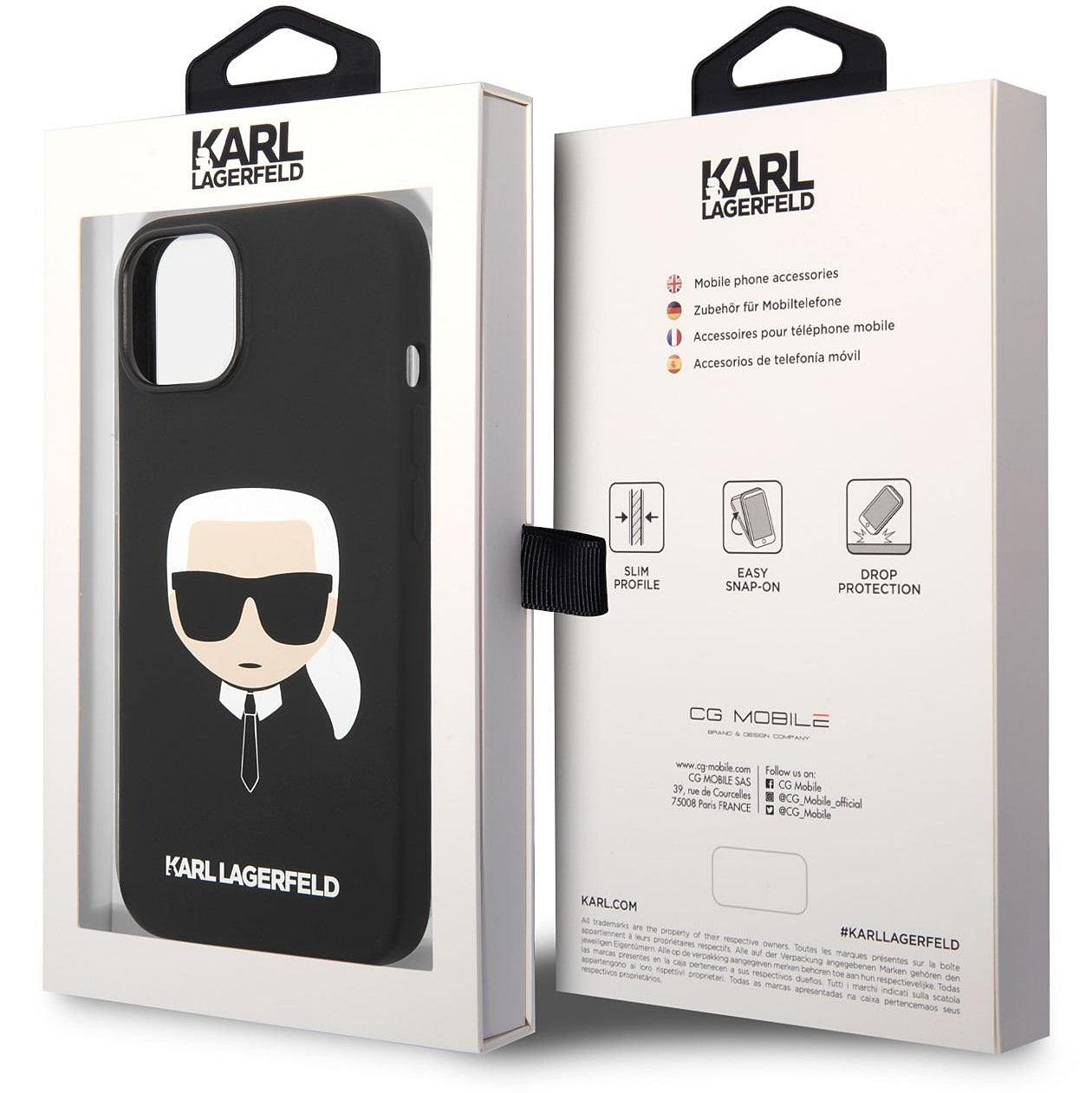 MagSafe maska za Apple iPhone 14 Plus, Karl Lagerfeld, Liquid Silicone Karl Head, Crna
