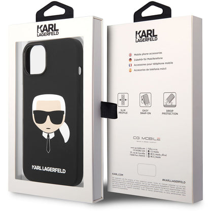 MagSafe maska za Apple iPhone 14 Plus, Karl Lagerfeld, Liquid Silicone Karl Head, Crna