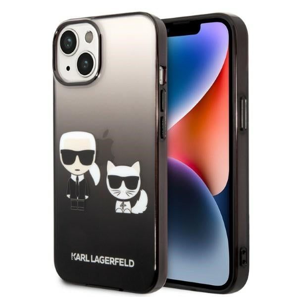 Futrola za Apple iPhone 14 Plus, Karl Lagerfeld, Gradient Karl & Choupette, Crna