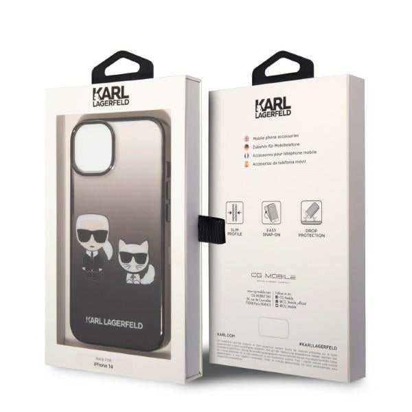 Futrola za Apple iPhone 14 Plus, Karl Lagerfeld, Gradient Karl & Choupette, Crna